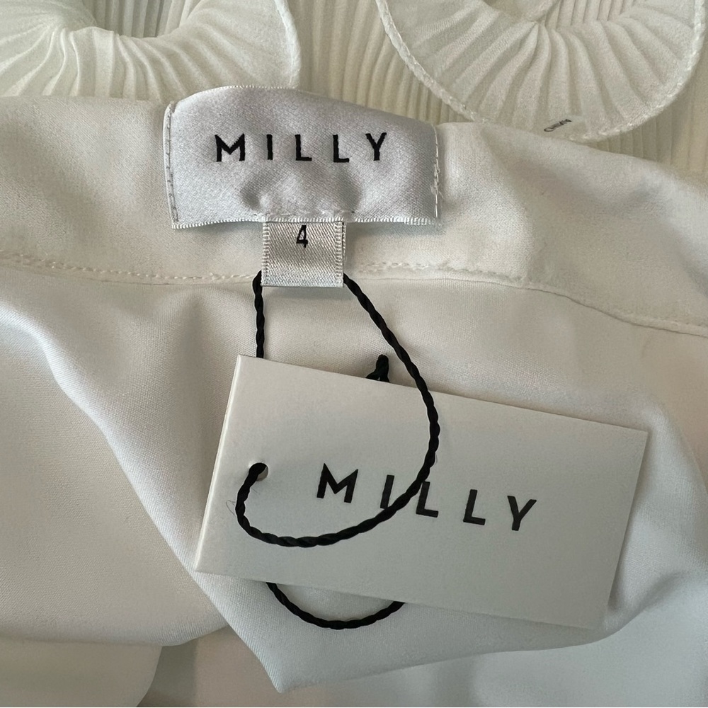Milly | Blakely One Shoulder Tiered Ruffled Mini Dress White | 4 - Picture 14 of 16